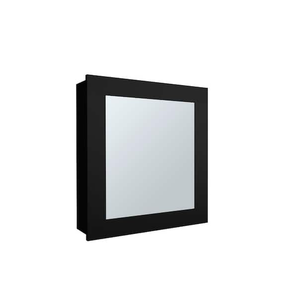 18.6 in. W x 20.5 in. H Rectangular Metal Surface Mount Medicine Cabinet with Mirror in Black
