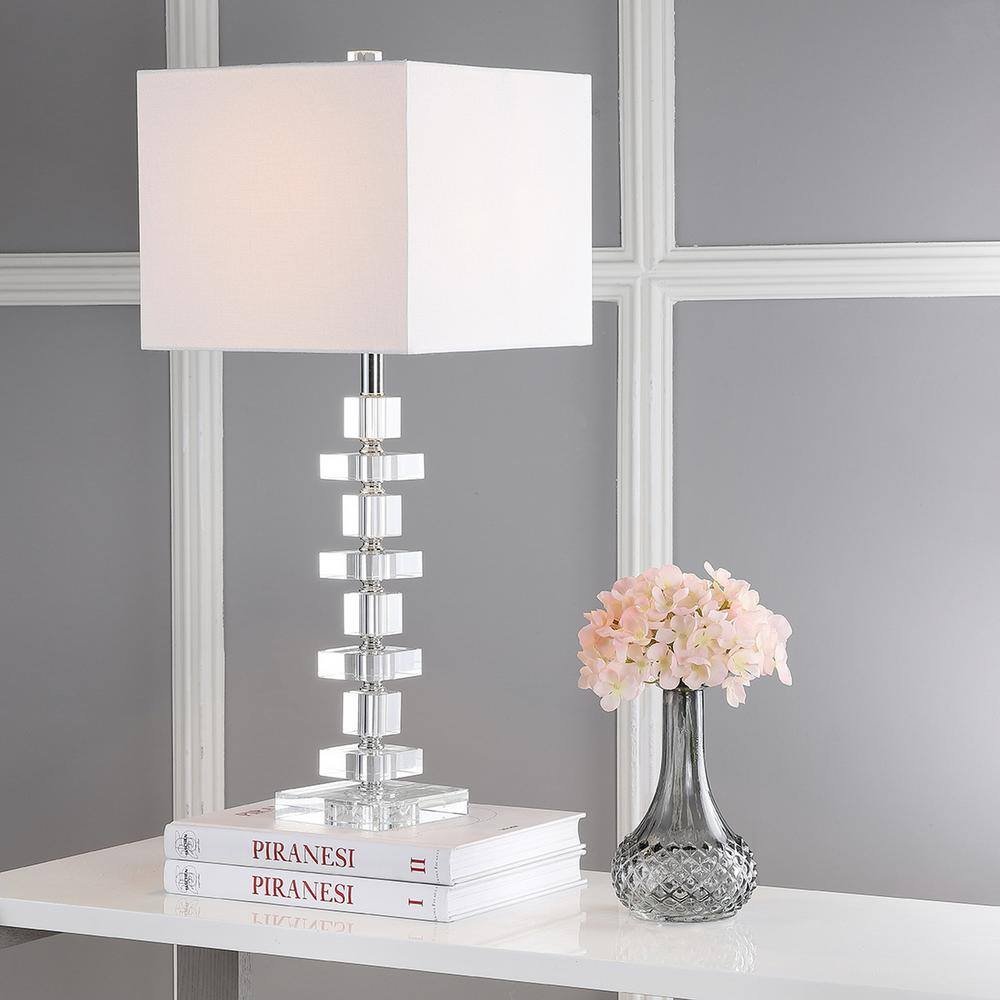 Deco 28.5-Inch Clear Crystal Table Lamp with Chrome Fittings