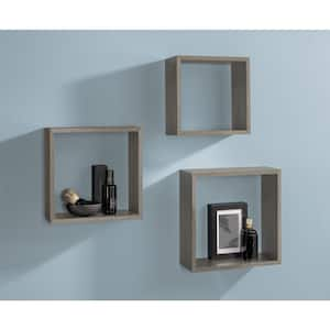 FRAME Set 11.8 in. x 11.8 in. x 4.6 in. Driftwood MDF Decorative Wall Shelf with Brackets