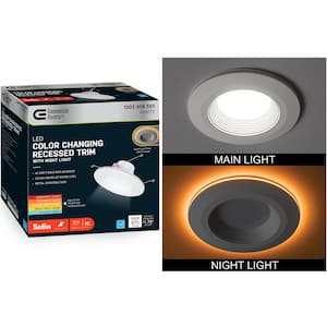 6 in. Retrofit Integrated LED Recessed Light Trim w/ Night Light 670 Lumens Adjustable CCT Kitchen Lighting Dimmable