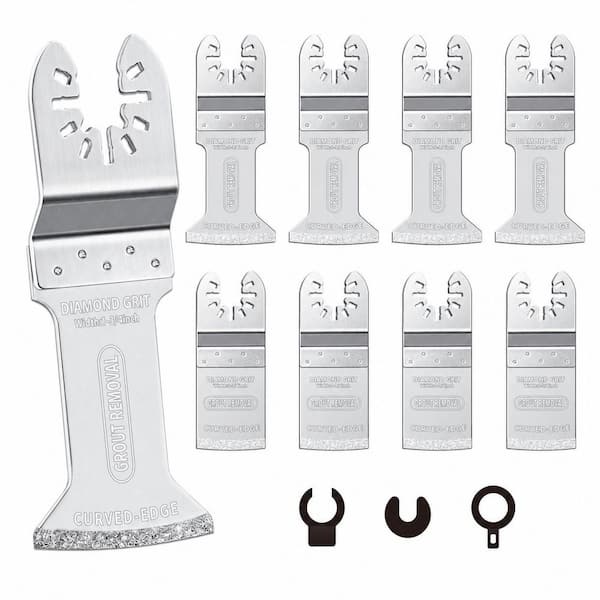 8-pieces Diamond Oscillating Tool Blades Curved Edge Multi Tool Blades for Grout Removal Cleaning Mortar