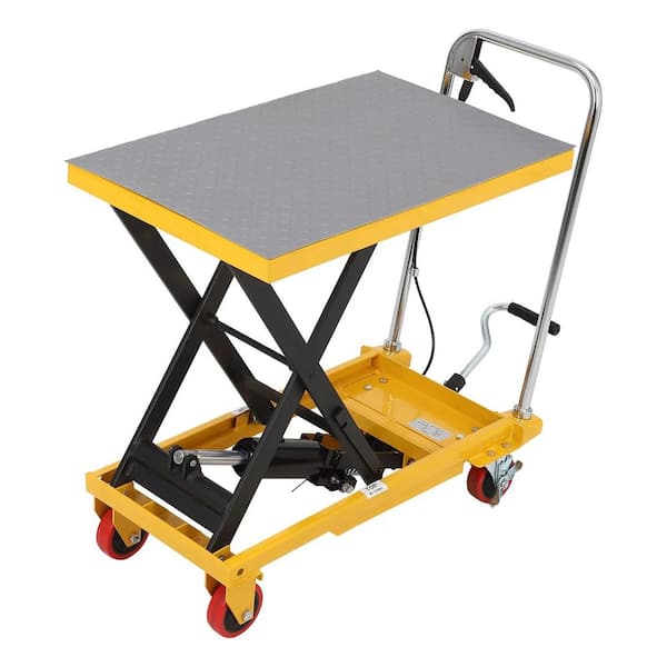 Hydraulic Lift Table Cart 500lbs, Lift Table Capacity 28.5 Inch Lifting Height, Manual Single Scissor with 4 Wheels