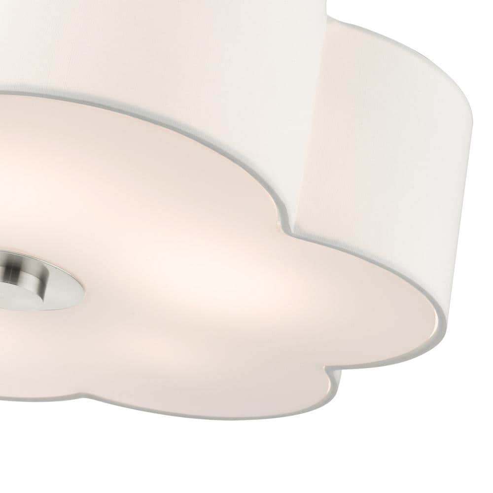 Chelsea 5-Light Brushed Nickel Semi-Flush Mount with Scalloped Shade