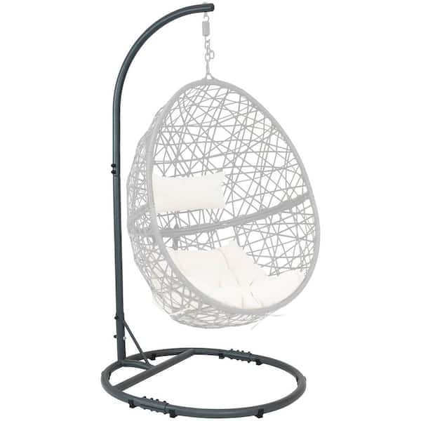 Sunnydaze Decor 76 In. Egg Chair Stand with Extra-Wide Round Base and Powder-Coated Steel Construction