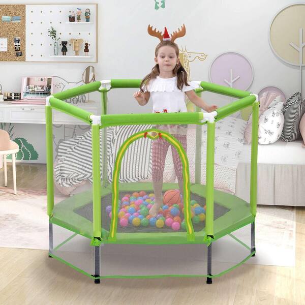 Miscool Ami 55 Inch Green Toddlers Trampoline with Safety