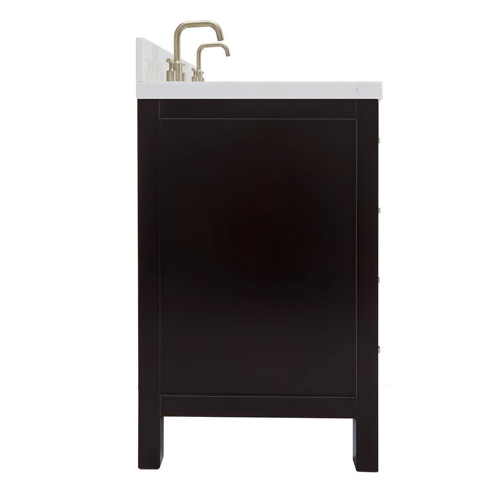 Espresso 72" Double Basin Freestanding Vanity with Quartz Top