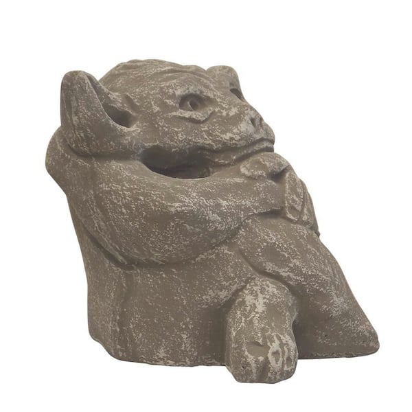 Unbranded - English Antique Concrete 4.75 in. H x 5 in. W "Le Beau" Gargoyle Garden Decor Single Piece