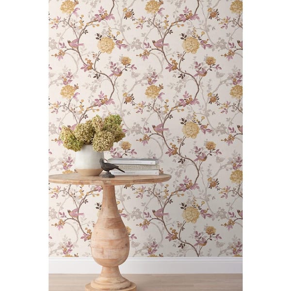 Traditional Bird Light Yellow Non-Pasted Wallpaper Roll (covers approx. 52 sq. ft.)