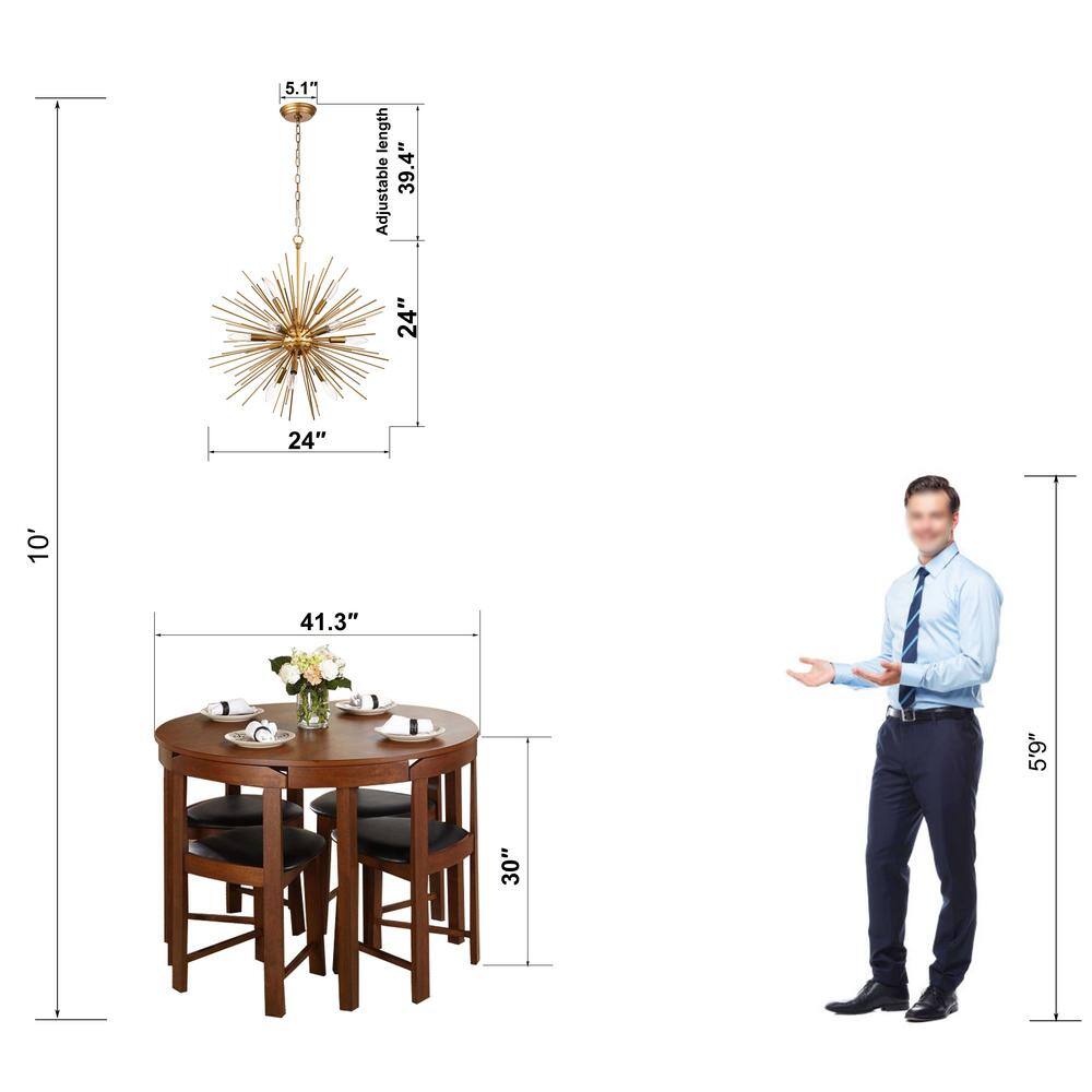 Valeria 24" Bronze and Crystal Sputnik Sphere Chandelier