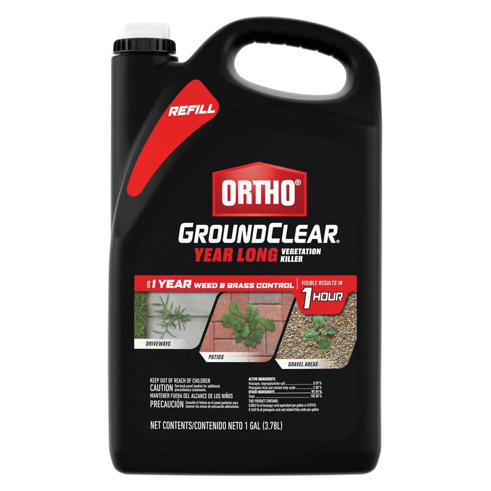 Ortho GroundClear Year Long Vegetation Killer, 1 gal. Spray Ready-to-Use Weed Killer Refill, For Patios, Driveways