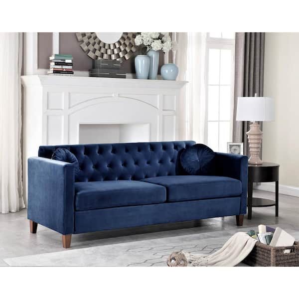 Us Pride Furniture Lory 79 5 In Dark, Dark Blue Sofa Living Room