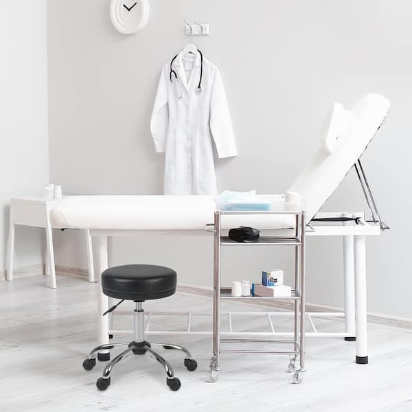 Vinyl Armless Medical Stool Chair in Black