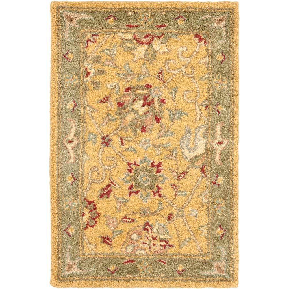 Gold and Gray Handmade Wool Tufted Area Rug, 2'3" x 4'