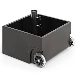 20 lbs. Metal Patio Umbrella Base Stand Wheels Planter Outdoor in Black