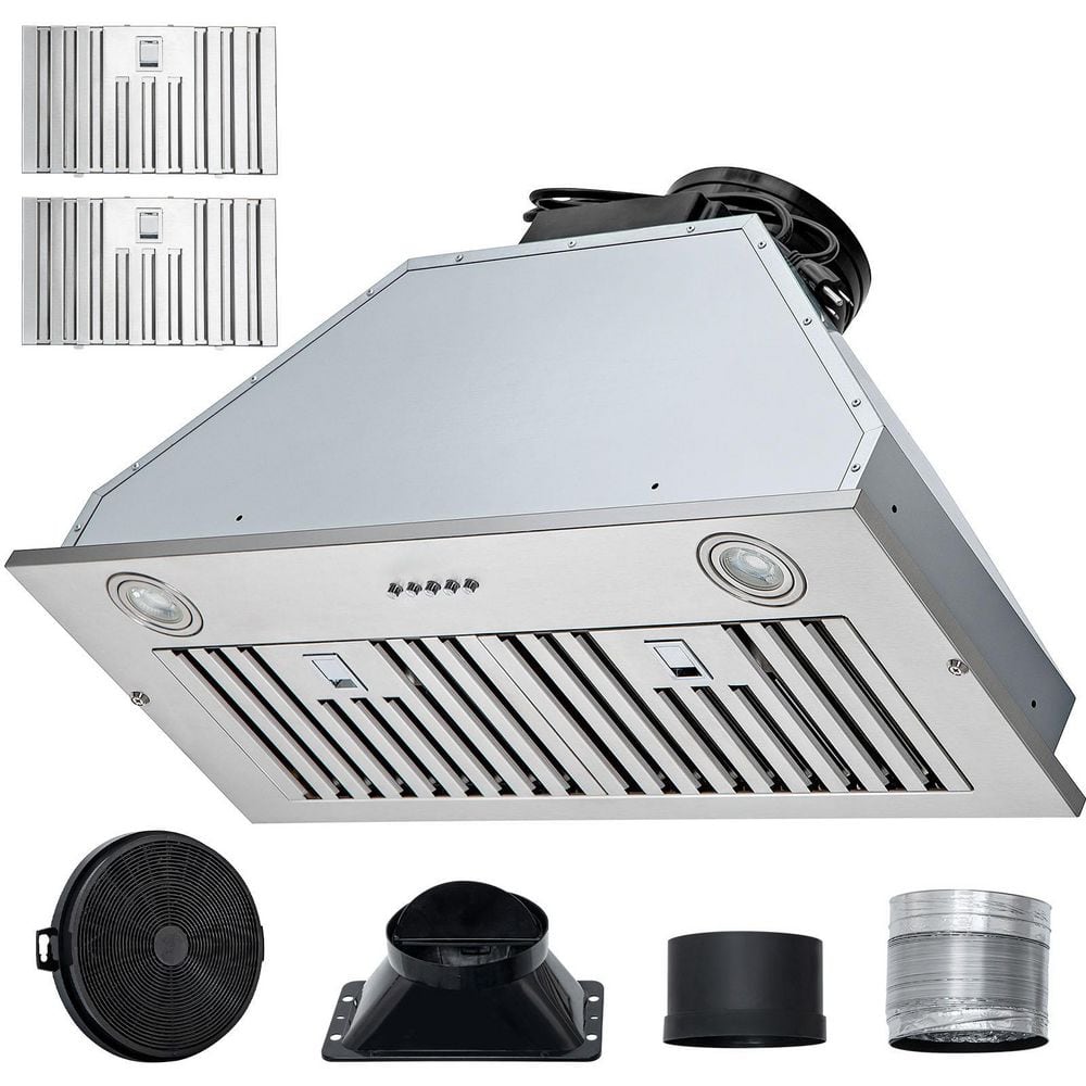 Insert Range Hood 800CFM 3-Speed 30 in. Stainless Steel Built-In Kitchen Touch LED Lights Silver, Ducted, 2025 Upgrade
