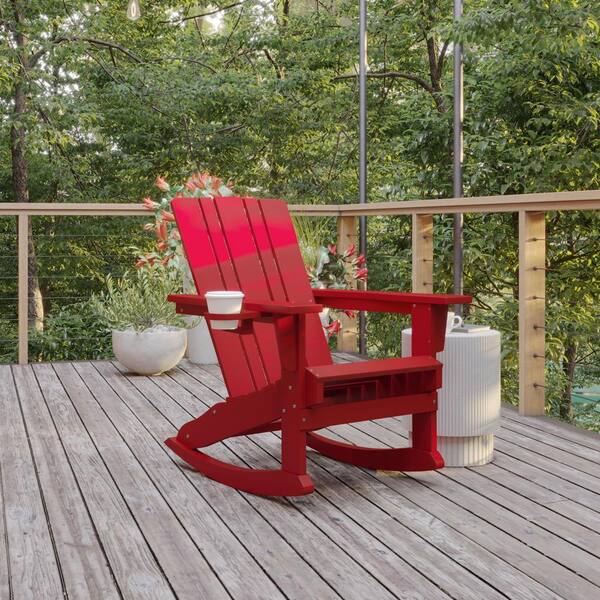 ポロックチェア　赤 Carnegy Avenue Red Plastic Outdoor Rocking Chair in Red CGA-LE