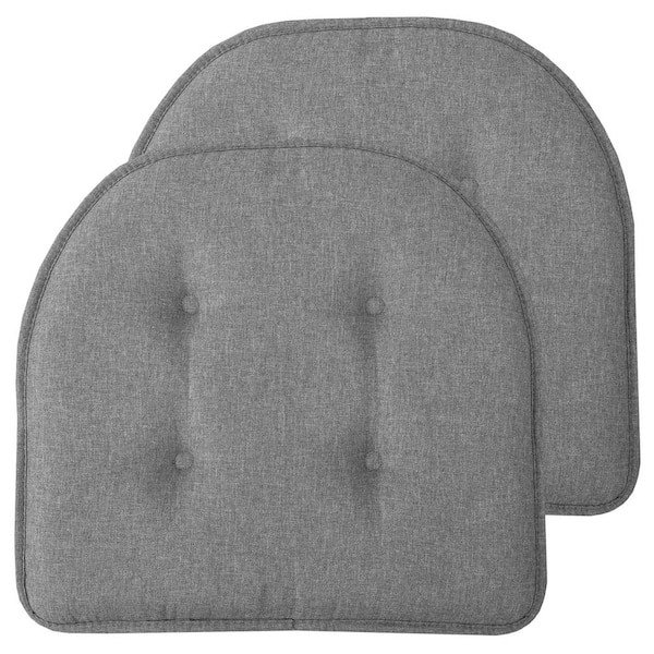 Sweet Home Collection Solid Memory Foam 17 in. x 16 in. U-Shape Non-Slip Indoor/Outdoor Chair Seat Cushion, Gray (2-Pack)