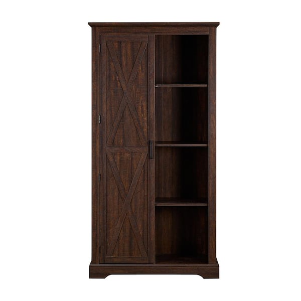 Unbranded Brown 74.4 in. H Storage Cabinet, Tall Storage Cabinet Barn Door