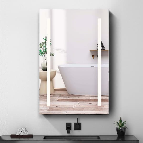 Unbranded 20 in. W x 30 in. H Rectangular Black Aluminum Recessed/Surface Mount Medicine Cabinet with Mirror