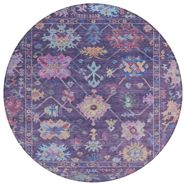 Chantille Machine Washable Indoor/Outdoor Abstract ACN2234 Eggplant 8 ft. x 8 ft. Area Rug