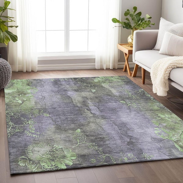 Chantille Machine Washable Indoor/Outdoor Abstract ACN1869 Lavender 8 ft. x 10 ft. Accent Rug