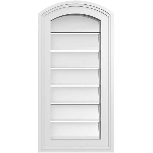 Ekena Millwork 12" x 22" Arch Top Surface Mount PVC Gable Vent: Non-Functional with Brickmould Frame