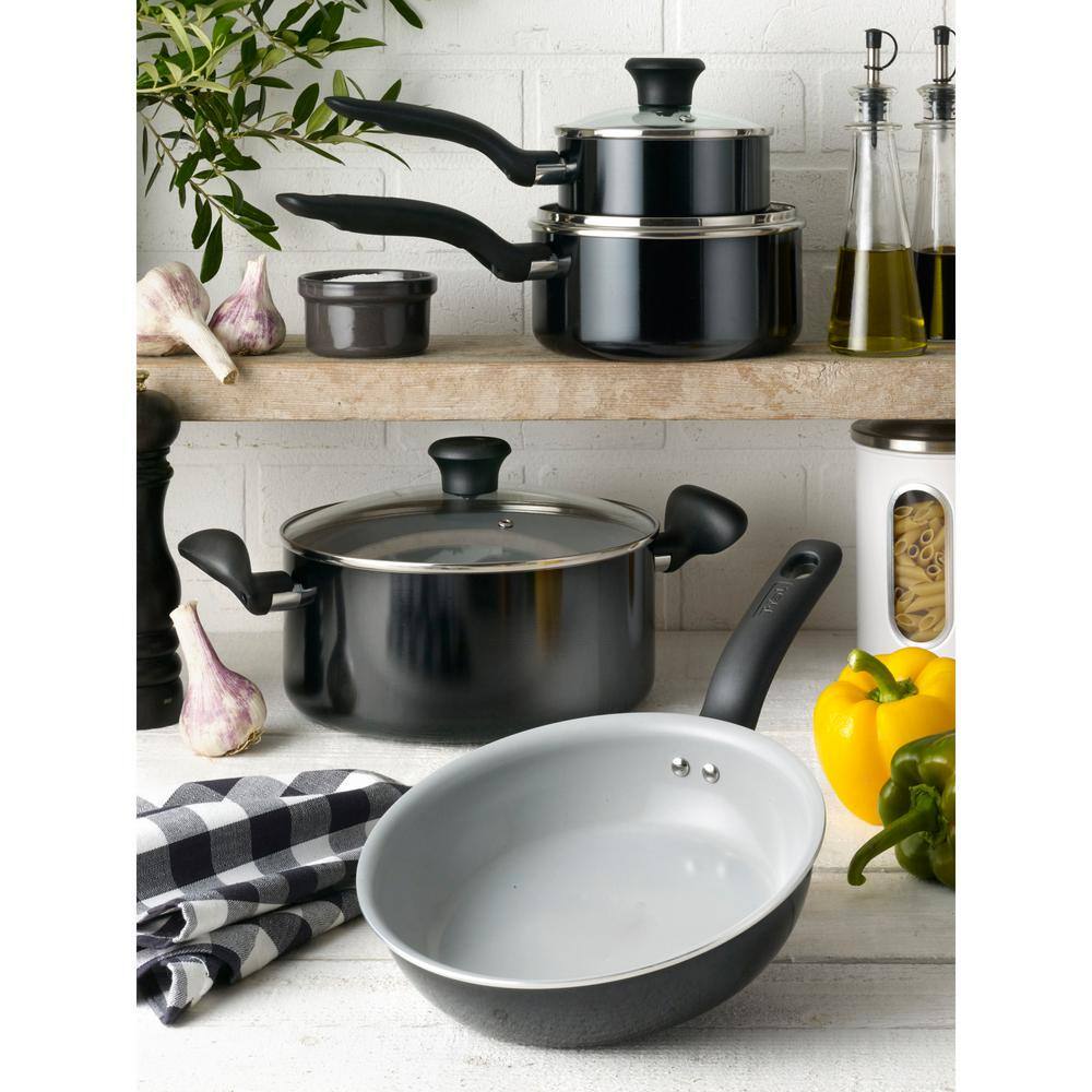 T-fal 14-Piece Black Aluminum Nonstick Cookware Set