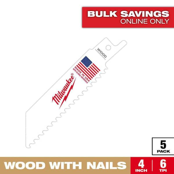 4 in. 5 TPI Wood Cutting HACKZALL Reciprocating Saw Blades (5-Pack)