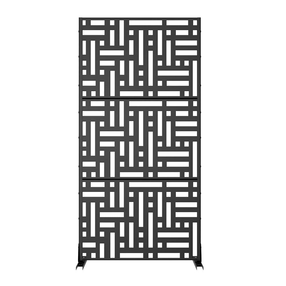 72 in. x 35 in. Outdoor Galvanized Metal Privacy Screen Garden Fence in Mosaic Pattern in Black price history on PriceWatchPro