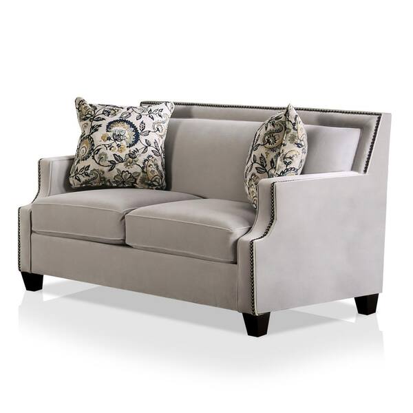 Furniture of America Middletown 64 in. Light Gray and Navy Fabric