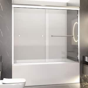 1/4 in. (6 mm) 56- 60 in. W x 58 in. H Semi-Frameless Double Sliding Tub Door in Chrome with Clear Glass SGCC Certified