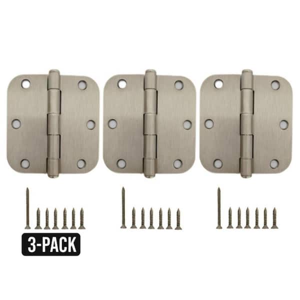 Everbilt 3-Pack 3-1/2 in. x 5/8 in. Radius Satin Nickel Butt Door