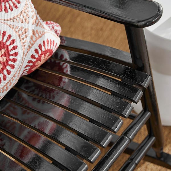 Hampton Bay Patio Black Wood Outdoor Rocking Chair Rocker-03 - The Home ...