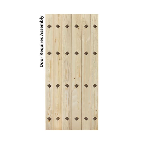 ISLIFE Mid-Century New Style 36 in. x 84 in. Unfinished DIY Solid Wood Sliding Barn Door Slab