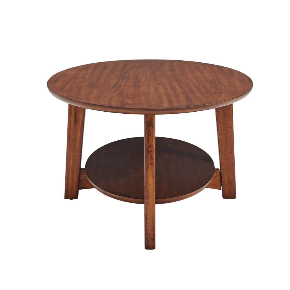 Elegant Oval Mid-Century Chestnut Wood Coffee Table with Floating Shelf
