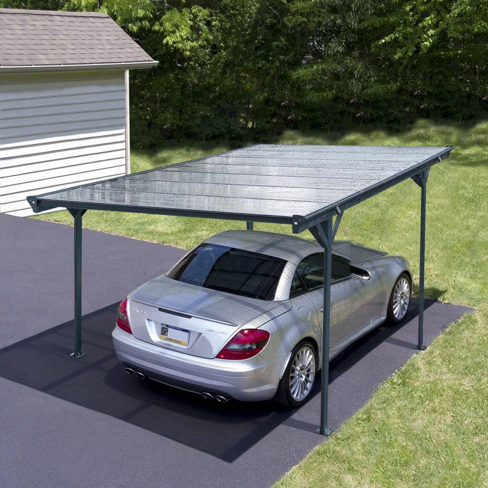 Reviews For Jinseed 10 Ft X 16 Ft Grey Carport With Heavy Duty Metal Aluminum Pitched Roof