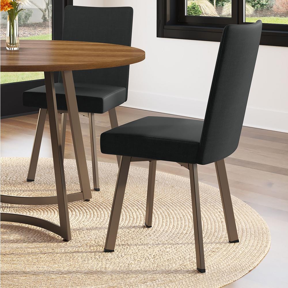 Elmira Black Polyester and Bronze Metal Parsons Side Chair