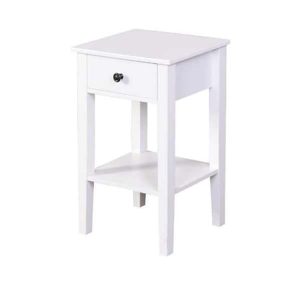 16.30 in. W x 12.60 in. D x 25.60 in. H White Bathroom Linen Cabinet Floor-standing Storage Table with a Drawer