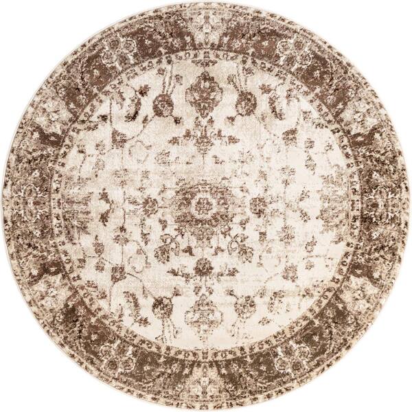 Unique Loom Rushmore Lincoln Ivory 5' 0 x 5' 0 Round Rug
