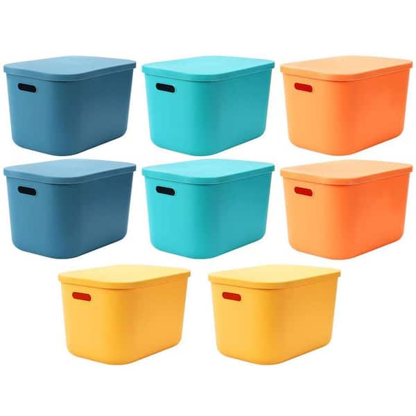 Multi-Colored 10.2 in. x 6.3 in. Plastic Decorative Basket Set of
