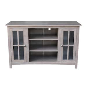 48 in. Weathered Taupe Gray Wood TV Stand Fits TVs Up to 50 in. with Storage Doors