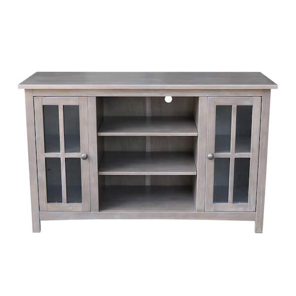 International Concepts 48 in. Weathered Taupe Gray Wood TV Stand Fits TVs Up to 50 in. with Storage Doors