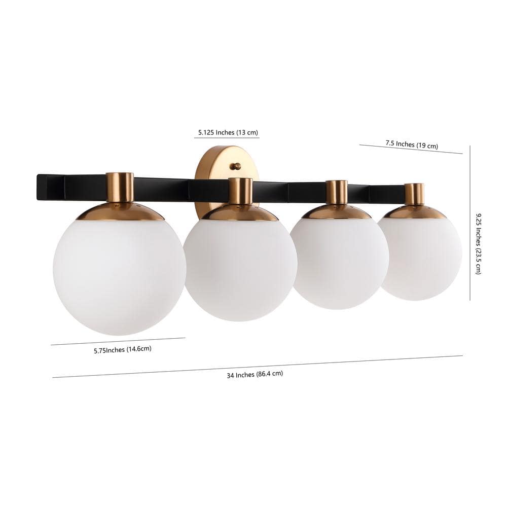 Modernist Globe 34" Brass Gold & Frosted Glass LED Vanity Light