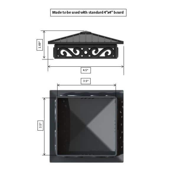 FENCE & DECK RITE Unique Design Post Caps Fits Standard 4 in. x 4 in. Posts Reinforced Black Polypropylene (4 Pieces)