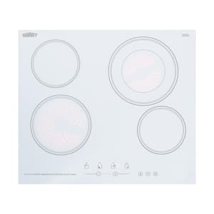 24 in. Radiant Electric Cooktop in White with 4 Elements including Dual Zone Element