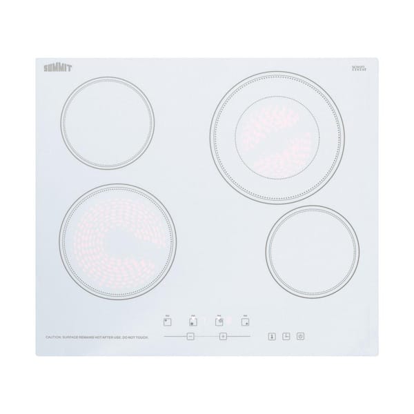 24 in. Radiant Electric Cooktop in White with 4 Elements including Dual Zone Element