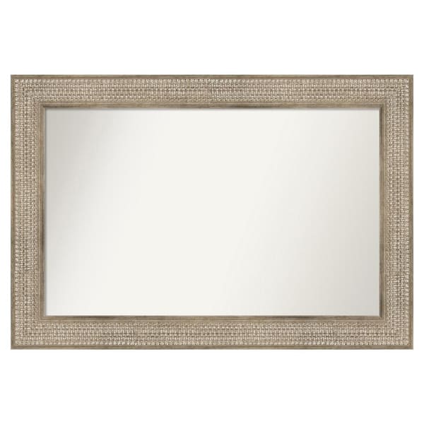 Amanti Art Trellis Silver 38 in. x 26 in. Custom Non-Beveled Wood Framed Bathroom Vanity Wall Mirror
