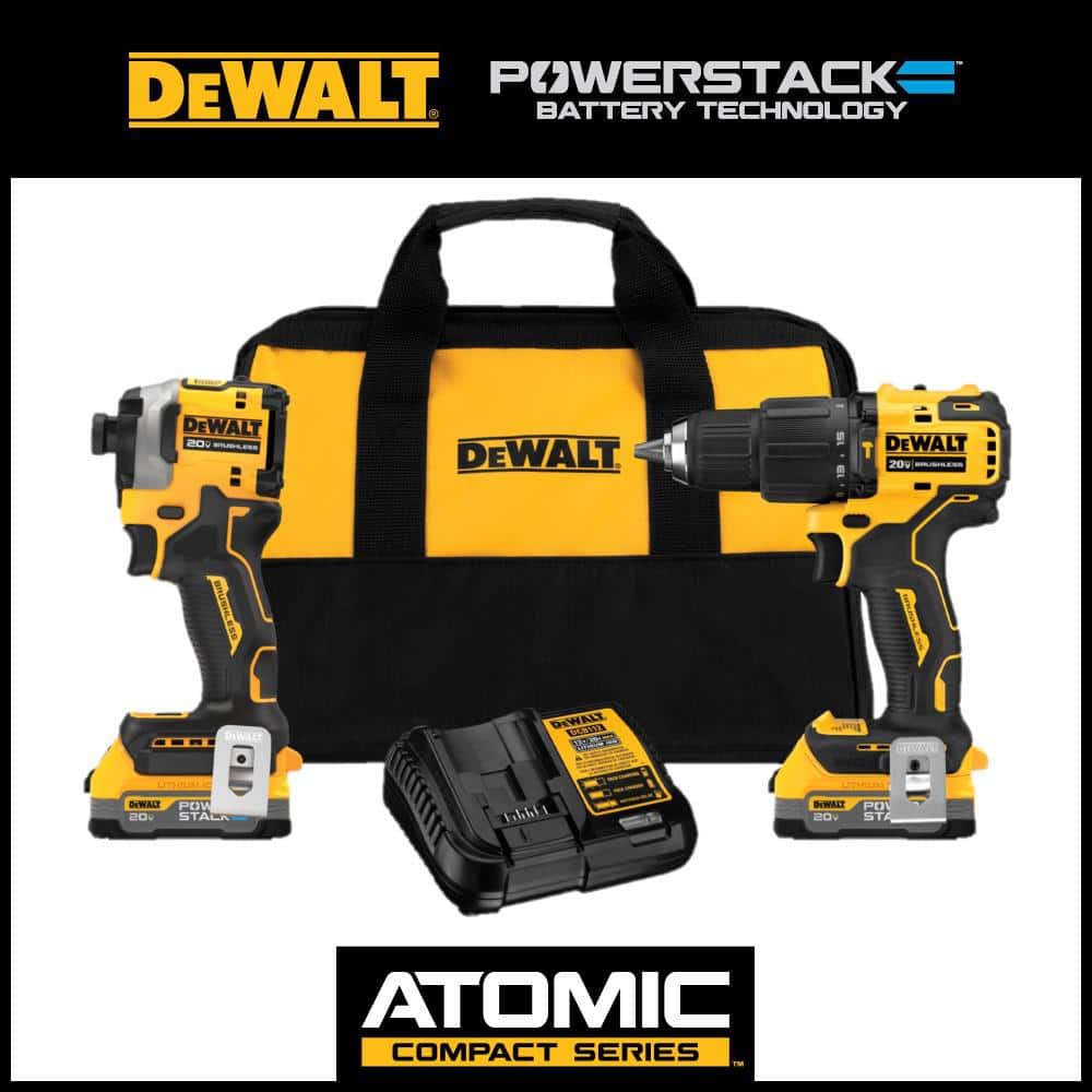 DEWALT 20V MAX Brushless Cordless 2 Tool Combo Kit with (2) 1.7Ah Batteries, Charger, and Bag DCK254E2 - The Home Depot