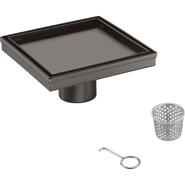 Elegante Drain Collection 4 in. Square Stainless Steel Shower Drain with Tile Insert in Venetian Bronze