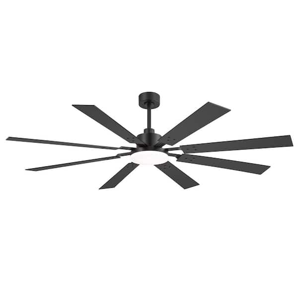 Larrisa 72 in. (6 ft.) Indoor Integrated LED Black Industrial Ceiling Fan with Light and Remote Included